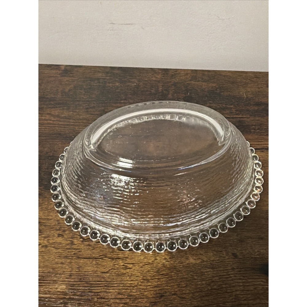 VTG Indiana Glass Oval "Hen On Nest" Covered Dish w/Beaded Edge 7 in, CLEAR - Picture 8 of 8
